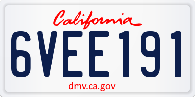 CA license plate 6VEE191