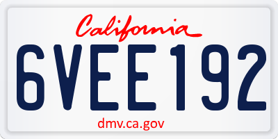 CA license plate 6VEE192