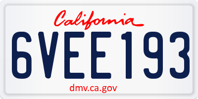 CA license plate 6VEE193
