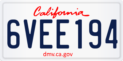 CA license plate 6VEE194