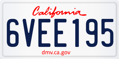 CA license plate 6VEE195