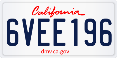 CA license plate 6VEE196
