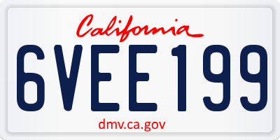 CA license plate 6VEE199