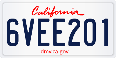 CA license plate 6VEE201