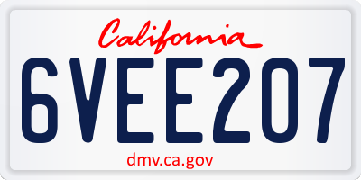 CA license plate 6VEE207