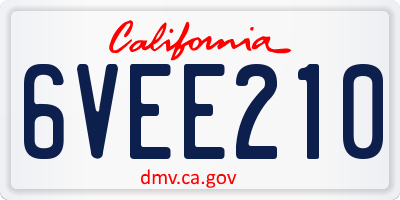 CA license plate 6VEE210