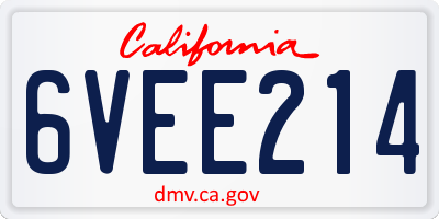 CA license plate 6VEE214