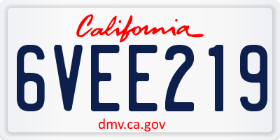 CA license plate 6VEE219