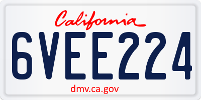 CA license plate 6VEE224
