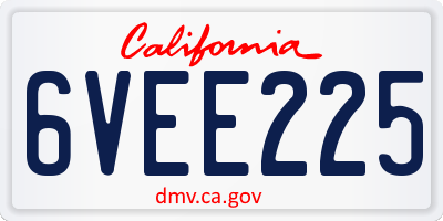 CA license plate 6VEE225