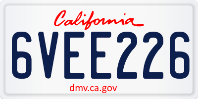CA license plate 6VEE226