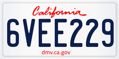 CA license plate 6VEE229