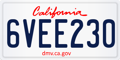 CA license plate 6VEE230