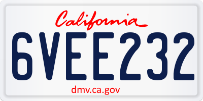 CA license plate 6VEE232