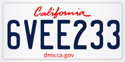 CA license plate 6VEE233
