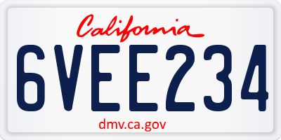 CA license plate 6VEE234