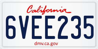 CA license plate 6VEE235