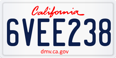 CA license plate 6VEE238