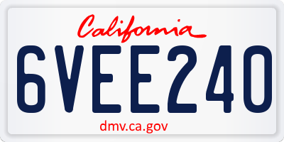 CA license plate 6VEE240