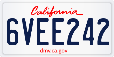CA license plate 6VEE242