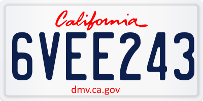 CA license plate 6VEE243