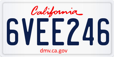 CA license plate 6VEE246
