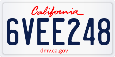 CA license plate 6VEE248