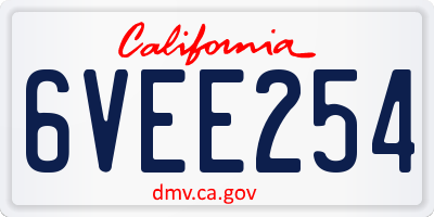 CA license plate 6VEE254