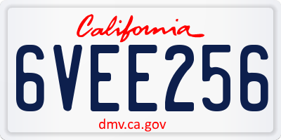 CA license plate 6VEE256
