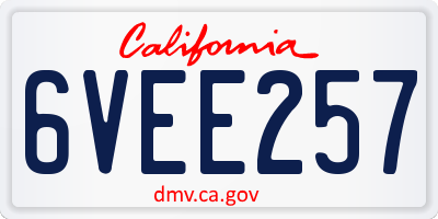 CA license plate 6VEE257