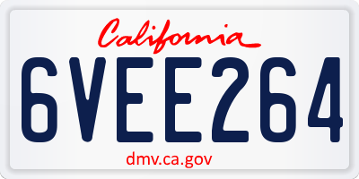 CA license plate 6VEE264