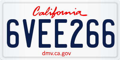 CA license plate 6VEE266