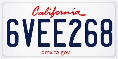 CA license plate 6VEE268