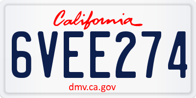 CA license plate 6VEE274
