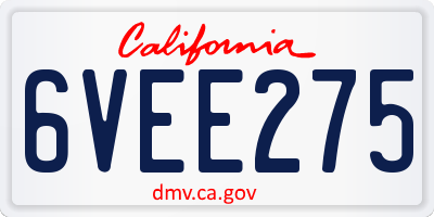 CA license plate 6VEE275