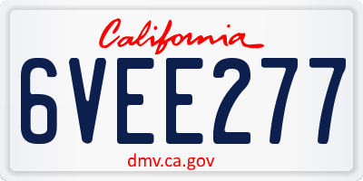CA license plate 6VEE277