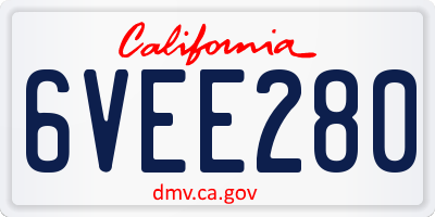 CA license plate 6VEE280
