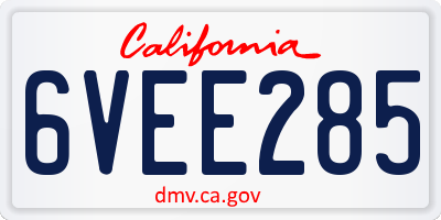 CA license plate 6VEE285