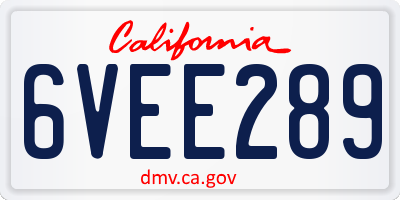 CA license plate 6VEE289