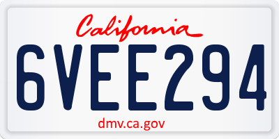 CA license plate 6VEE294