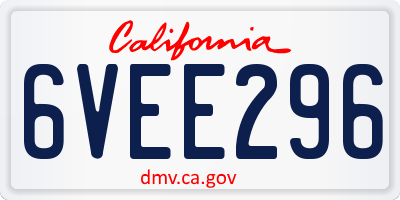 CA license plate 6VEE296