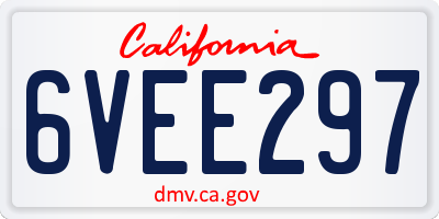 CA license plate 6VEE297