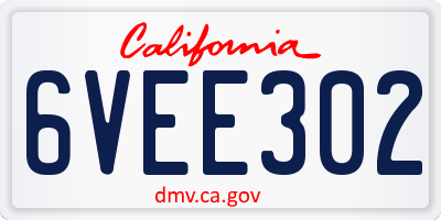 CA license plate 6VEE302