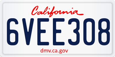 CA license plate 6VEE308