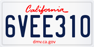 CA license plate 6VEE310