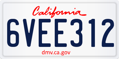 CA license plate 6VEE312