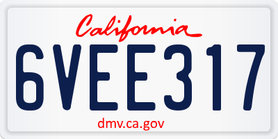 CA license plate 6VEE317