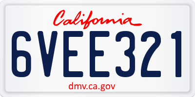CA license plate 6VEE321