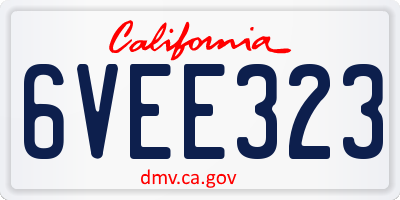 CA license plate 6VEE323