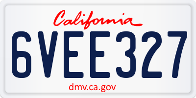 CA license plate 6VEE327